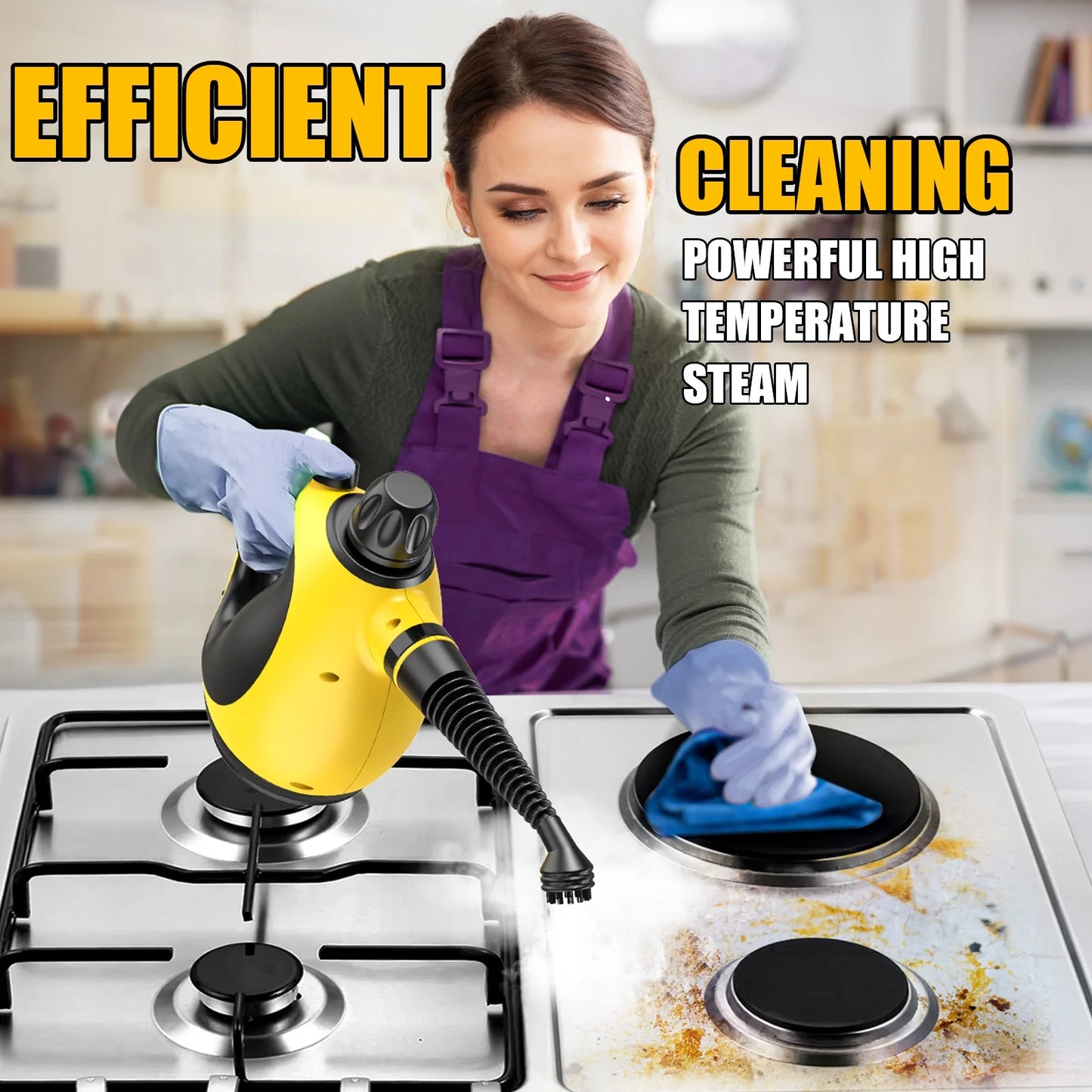 Pressurized Handheld Steam Cleaner for Home, 1200W Multi-Surface Steamer, 12.8Oz Natural Steamer for Cleaning Car, Bathroom, Shower, Upholstery, Grout, Window, Grease