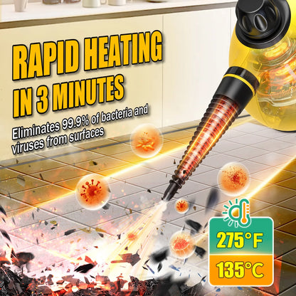 Pressurized Handheld Steam Cleaner for Home, 1200W Multi-Surface Steamer, 12.8Oz Natural Steamer for Cleaning Car, Bathroom, Shower, Upholstery, Grout, Window, Grease