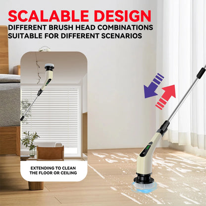 Electric Spin Scrubber, Cordless Bath Tub Power Scrubber with Long Handle & 7 Replaceable Heads, Shower Cleaning Brush Household Tools for Bathroom & Tile Floor