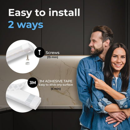 Hand Wave Activated under Cabinet LED Lighting Kit, Dimmable, 6-Pack 12 in - Touchless Dimming Control, Black under Counter Lights for Kitchen, Garage, Office, Desk - Cool White (6000K)