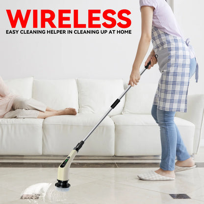 Electric Spin Scrubber, Cordless Bath Tub Power Scrubber with Long Handle & 7 Replaceable Heads, Shower Cleaning Brush Household Tools for Bathroom & Tile Floor