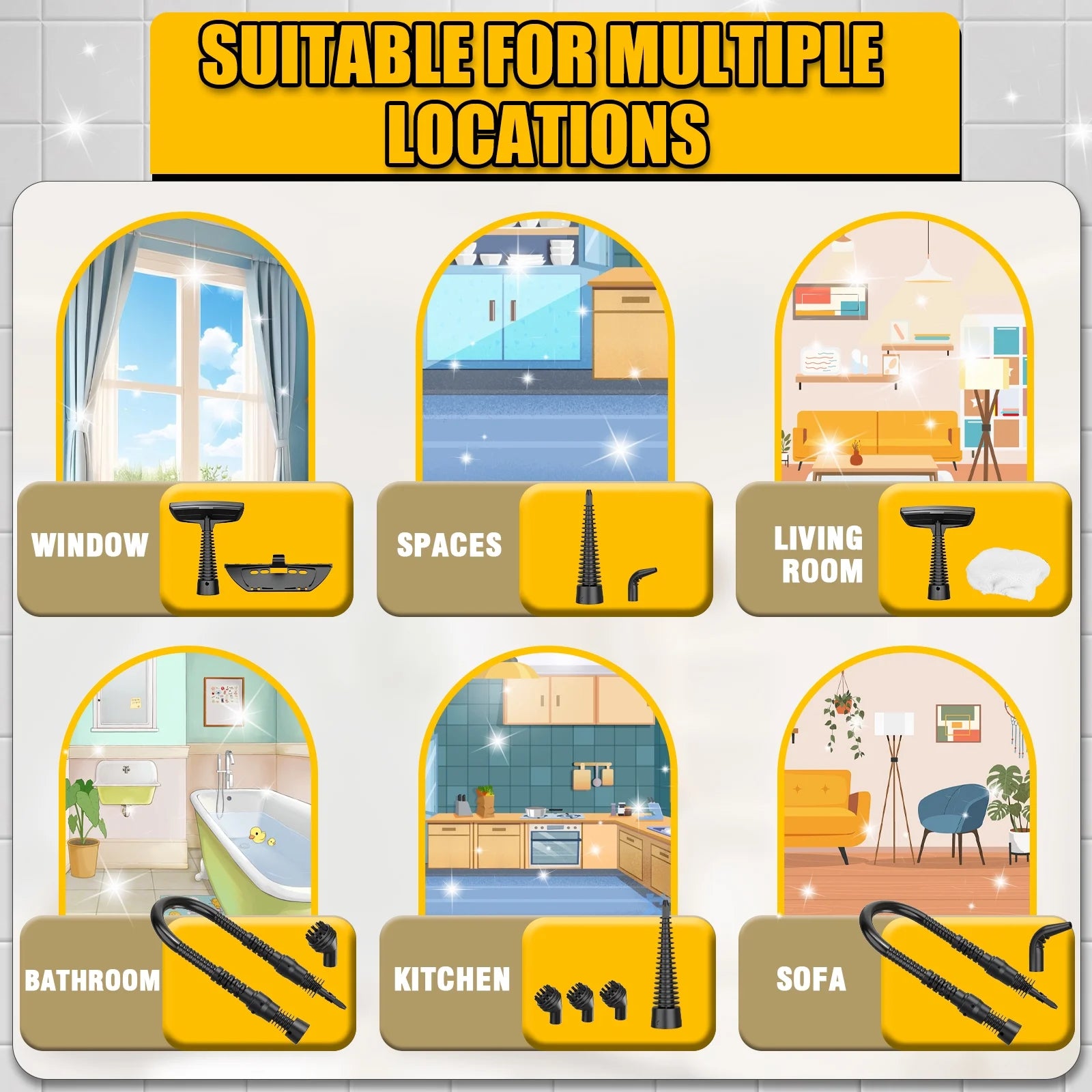 Pressurized Handheld Steam Cleaner for Home, 1200W Multi-Surface Steamer, 12.8Oz Natural Steamer for Cleaning Car, Bathroom, Shower, Upholstery, Grout, Window, Grease