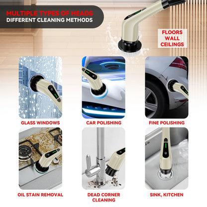Electric Spin Scrubber, Cordless Bath Tub Power Scrubber with Long Handle & 7 Replaceable Heads, Shower Cleaning Brush Household Tools for Bathroom & Tile Floor
